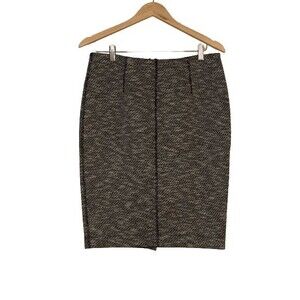 Ann Taylor Skirt Womens 10 Black Tweed Print Casual Back Zipper Mini Skirt